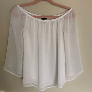 Express White Off The Shoulder Chiffon Top - XS